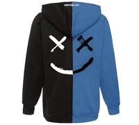 Covisoty Sweat à Capuche Homme Techwear Patchwork de Couleur Contrastée Sweatshirt Pull à Capuche Hip Hop Décontracté Noir et Bleu 5XL