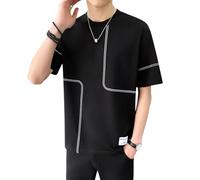 Covisoty T-Shirts Homme Cotton Col Rond Manches Courtes Décontracté Eté Confortable T-Shirt Noir M