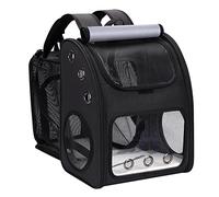 COVONO Sac à dos de transport extensible pour chat, chien et petit animal, approuvé par les compagnies aériennes, idéal pour voyage/randonnée/camping, noir, taille XL
