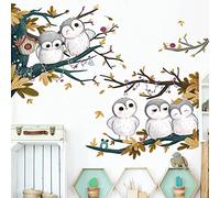 COVPAW® Graz Design Sticker mural décoratif Motif chouettes sur branche d'arbre
