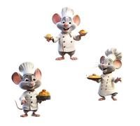 COVPAW Lot de 3 stickers muraux décoratifs pour chambre d'enfant Motif souris cuisinier cuisine gâteau cuisine