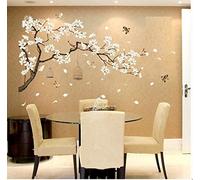 Covpaw® Sticker mural au format XXL Motif fleurs de cerisier et oiseaux Sticker mural décoratif pour salon et chambre