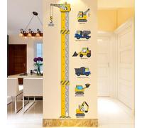 COVPAW® Sticker mural XXL - Toise de mesure pour chambre d'enfant - Ingénierie - Hauteur du ruban - Camion - chantier - Cadeau pour garçon et fille - Pour chambre de bébé (ingénierie)