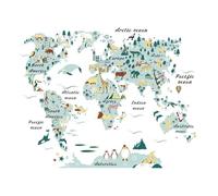 COVPAW WTD Mantiburi Sticker mural décoratif pour chambre d'enfant Motif carte du monde
