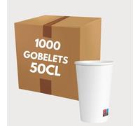 COVR 1000 Gobelets carton blanc 50cl - 16oz / 1000 unités, Recyclables, Boisson Chaude et Boisson Froide, Solide et Bonne Prise en Main, Résistant