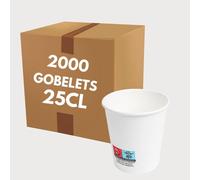 COVR 2000 Gobelets carton blanc 25cl - 8oz / 2000 unités, Gobelets Réutilisables & Recyclables, Boisson Chaude et Boisson Froide, Solide et Bonne Prise en Main, Résistant