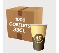 COVR Gobelet Carton Décor Café 33cl - 12oz / 1000 unités, Recyclables, Boisson Chaude et Boisson Froide, Solide et Bonne Prise en Main, Résistant