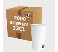 COVR Gobelets carton blanc 33cl - 12 oz / 2000 unités, Recyclables, Boisson Chaude et Boisson Froide, Solide et Bonne Prise en Main, Résistant