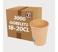 COVR Gobelets carton kraft 18-20cl - 7oz / 3000 unités, Recyclables, Boisson Chaude et Boisson Froide, Solide et Bonne Prise en Main, Résistant