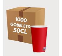 COVR Gobelets carton rouge 50cl - 16oz, 1000, unité, Recyclables, Boisson Chaude et Boisson Froide, Solide et Bonne Prise en Main, Résistant