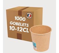 COVR Gobelets kraft 10-12cl - 4oz / 1000 unités, Recyclables, Boisson Chaude et Boisson Froide, Solide et Bonne Prise en Main, Résistant