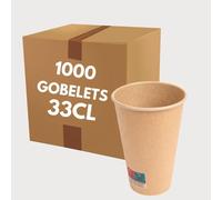 COVR Gobelets kraft 33cl - 12oz / 1000 unités, Recyclables, Boisson Chaude et Boisson Froide, Solide et Bonne Prise en Main, Résistant