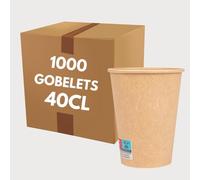 COVR Gobelets kraft 40cl - 14oz / 1000 unités, Recyclables, Boisson Chaude et Boisson Froide, Solide et Bonne Prise en Main, Résistant