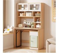 COVREO Bureau secrétaire avec rangement 110 x 55 x 180 cm, MDF blanc et décor bois clair, tablette rotative