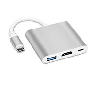 Covvy Adaptateur USB-C vers HDMI - Port de Charge - Compatible avec Chromebook/Samsung Galaxy S8/S9, MacBook Air, iPad Pro 2020, Dell XPS 13/15 et Plus - Argenté