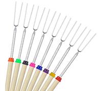 COVVY BBQ Marshmallow Brochette De 8 Télescopage Rotation Extensible Smores Brochettes & Hot Dog Fourchette 32 Cm Enfants Au Camping Feu Feu Accessoires, 8-Piece