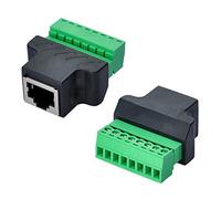 COVVY Lot de 2 adaptateurs de borne à vis RJ45 CCTV/DVR Ethernet vers connecteur à vis 8 broches