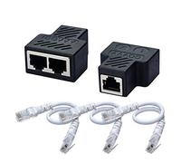COVVY RJ45 Adaptateur répartiteur de réseau, 1 femelle vers 2 prises femelles Cat 5/Cat 6 réseau LAN Ethernet, répartiteur, câble adaptateur double prise (2 pièces + 3 câbles)