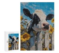 Cow Behind Sunflowers Puzzle 1000 Pièces Educa Jouet en Bois Cadeau Unique Décoration Intérieure Jeu Éducatif Challenge Toy Adultes Et Enfants À Partir De 14 Ans 300 PCS