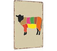 Cow Butcher Diagram Metal Sign Beef Cuts 8 X 12 in