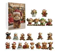 Cow Christmas Countdown Calendar 2025, 24 Days Christmas Countdown Calendar With Cute Cow Ornaments, Funny Holiday 2D Acrylic Cattle Decorations For Tree Home Wall Door Decor