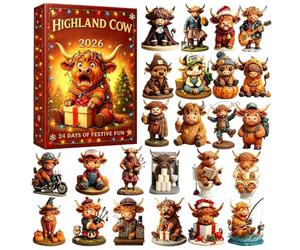 Cow Countdown Calendar, 24-Day 2D Acrylic, Fun Cute Cow, Home Decor | Christmas Countdown Decoration Children Son Daughter Family Friends Games Brain Night Halloween