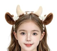 Cow Ears Headband With Horns, Animal Costume Accessory For Halloween