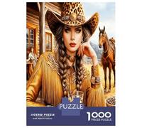 Cow-Girl avec Boisson 1000 Pièces Coffret Puzzle Esprit Western Puzzle Classique Carton Recyclé - Défi Éducatif, Jeu À La Maison, Super Idée Cadeau pour Les Fans 52x38cm/1000pcs