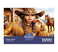 Cow-Girl avec Boisson 1000 Pièces Pack Puzzle Esprit Western Puzzle Premium Carton Haut De Gamme - Seniors, Concentration, Cadeau Maison Neuve Et Pause Bureau 52x38cm/1000pcs