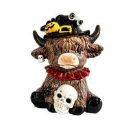 Cow Halloween Decorations - Resin Highland Figurine, Holiday Animal Decor