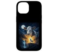 Cow Howling to The Moon Vintage Funny Cow Coque pour iPhone 14