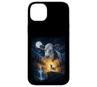 Cow Howling to The Moon Vintage Funny Cow Coque pour iPhone 14 Plus