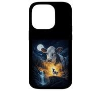 Cow Howling to The Moon Vintage Funny Cow Coque pour iPhone 14 Pro