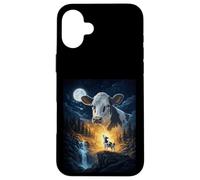 Cow Howling to The Moon Vintage Funny Cow Coque pour iPhone 16 Plus