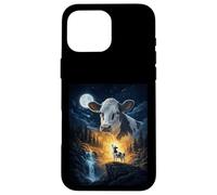 Cow Howling to The Moon Vintage Funny Cow Coque pour iPhone 16 Pro Max