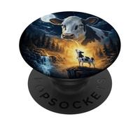 Cow Howling to The Moon Vintage Funny Cow PopSockets PopGrip Adhésif