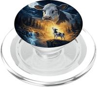 Cow Howling to The Moon Vintage Funny Cow PopSockets PopGrip pour MagSafe