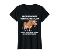 Cow I Hate IT When I'm Talking to Myself Sarcastic T-Shirt Graphique avec Valeur, Femme, Noir, L