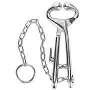 Cow Nose Pliers | Stainless Steel Cattle Nose Ring Pliers with Chain | Automatic Locking Traction Clamp for Livestock/Farm/Ranch | 20cm Length, 649g Weight