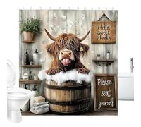 Cow Print Rustic Cloth, Cow Shower Drape, Bathroom Drape with Hanging Hooks, Standard Size Waterproof Accessory, Home Farmhouse Hotel for Details, Country Bath Restroom Bathroom Farm Animal Decor