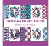 Cow Skull Aqua Teal Purple & Patterns Scrapbook Paper