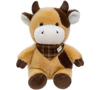 Cow Stuffed Animal with Plaid Scarf, Cute Cow Plushie, Home Display