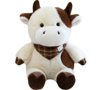 Cow Stuffed Animal with Plaid Scarf, Cute Cow Plushie, Home Display