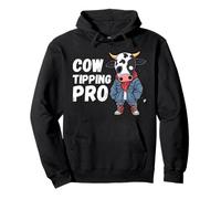 Cow Tipping Pro Funny Cartoon Farm Humour Design Sweat à Capuche