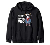Cow Tipping Pro Funny Cartoon Farm Humour Design Sweat à Capuche