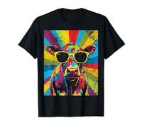 Cow Vintage Sunglasses Pop Art Graphic Farm Animal Cowboy T-Shirt