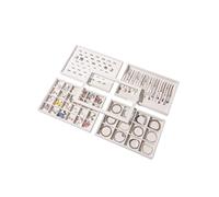 Coward Lot de 5 plateaux de rangement empilables pour bijoux, colliers, boucles d'oreilles, bagues, bracelets (beige (bague + collier + 12 compartiments + 24 compartiments + couvercle en verre))