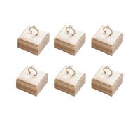 Coward Lot de 6 présentoirs à bagues en bambou pour la vente de bijoux et bagues de rangement pour tiroir (velours beige)