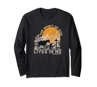 Cowboy agenouillé à la Croix chrétien Mari Papa Jésus Manche Longue