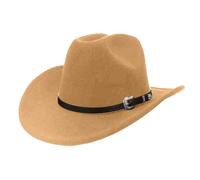 Cowboy Alien Nouveau Chapeau de Cowboy Droit de Style Britannique Fedora avec Haut Plat Chapeau Cylindre Noir de Style Européen Américain Pantalon Homme, bronze, M